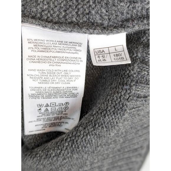 Brooks Brothers Sweater Diamond Cable Knit Merino Wool Gray Preppy Size L - Picture 7 of 10